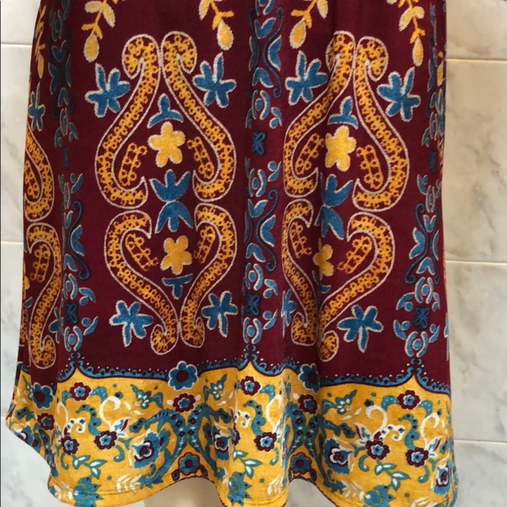 WINE MUSTARD PRINT DRESS - Picture 7 of 8